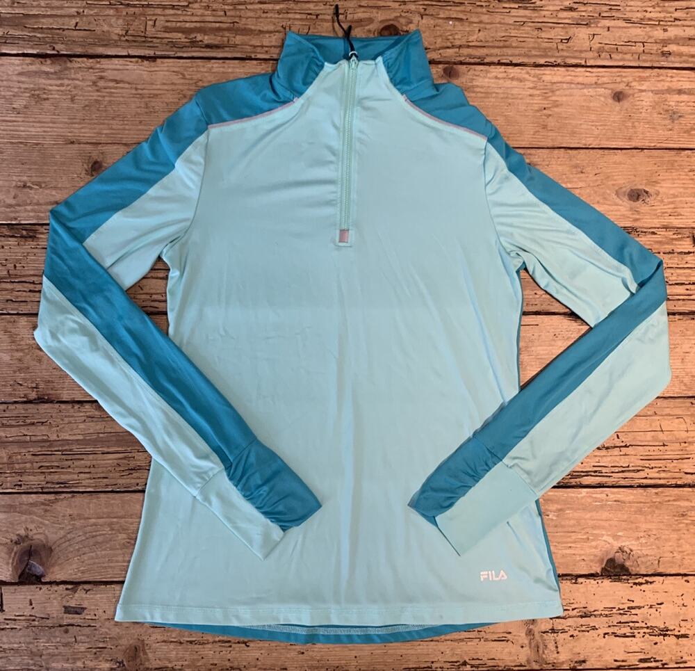Fila Womenβs Size M Mint and Teal 1/4 Zip Pullover Athletic Longsleeve